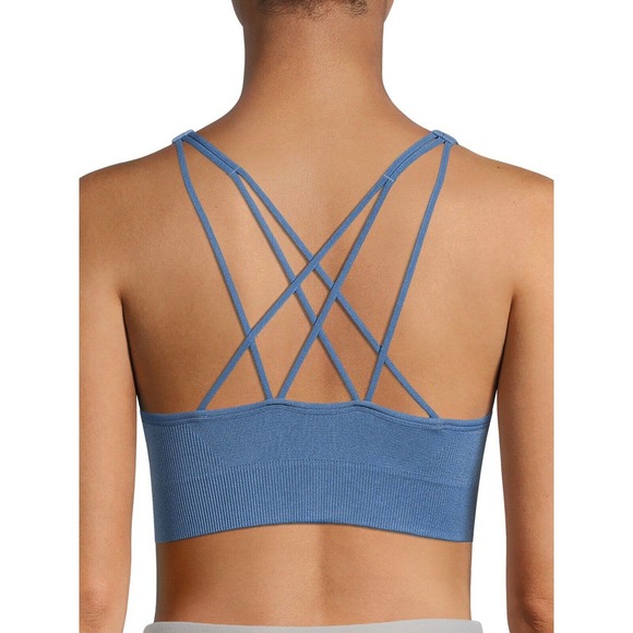 Avia Women's Seamless High Neck Medium Support Sports Bra Blue Size X-Large NEW - Picture 2 of 6